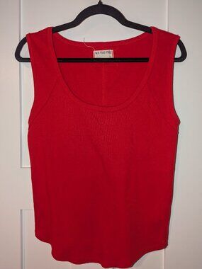 Free People We the Free Red Ribbed Tank Size XL
